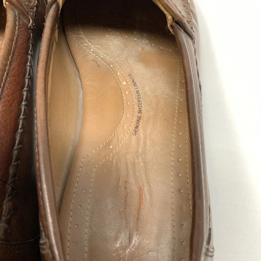 Brass Boot Mens 10.5 W‎ Tassel Sheep Skin Lining Brown Leather Loafer Shoes READ